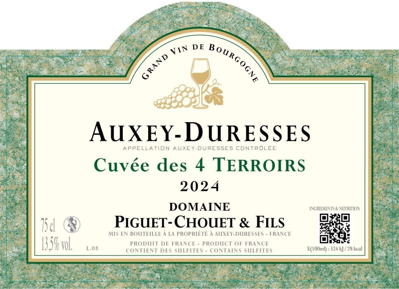 Bouteille AUXEY-DURESSES Les 4 TERROIRS — Domaine PIGUET-CHOUET & FILS
